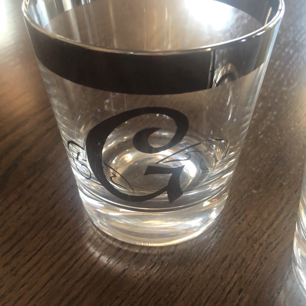 Set of 2 silver G highball glasses - Picture 2 of 4